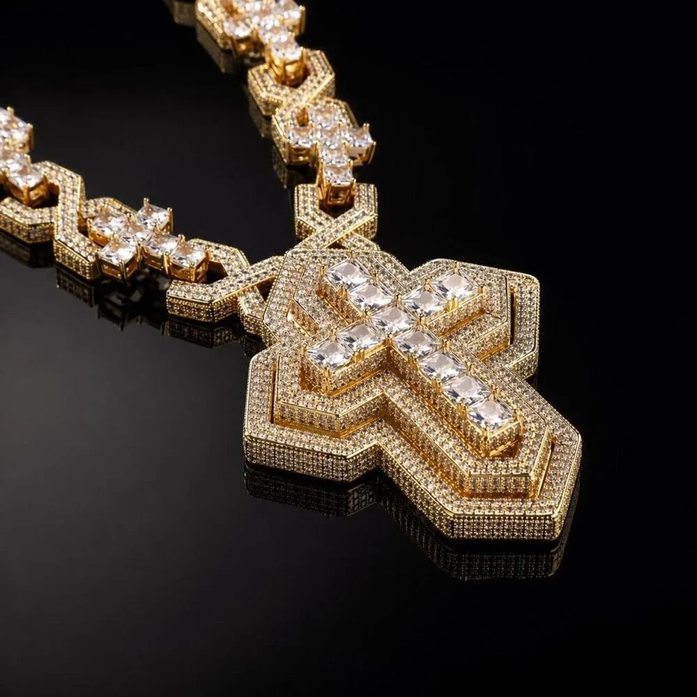 Gold Cross Necklace With Chain E 938
